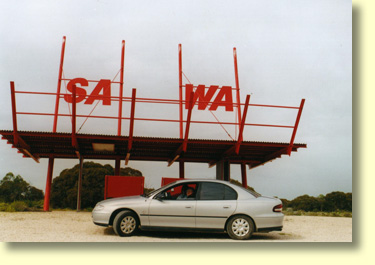 The South Australian - Western Australian Border. When you cross into Western Australia turn your watches back 45 minutes to operate on  Eucla's local western central time. This time zone is 45 minutes ahead of Perth time and is a local anomaly.