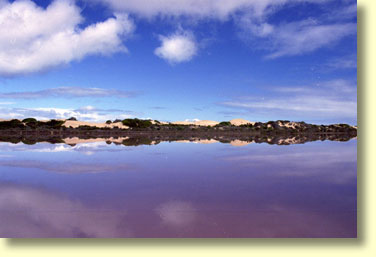 Blue Lake is on the road to Cactus Beach. On calm sunny days pictures such as this are easy to take. You will however have to endure many mosquitoe bites!