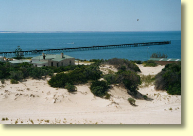 View of Fowlers Bay Jetty from the sandhills.